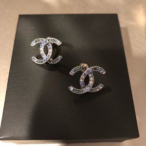 Blue Crystal Chanel Earrings